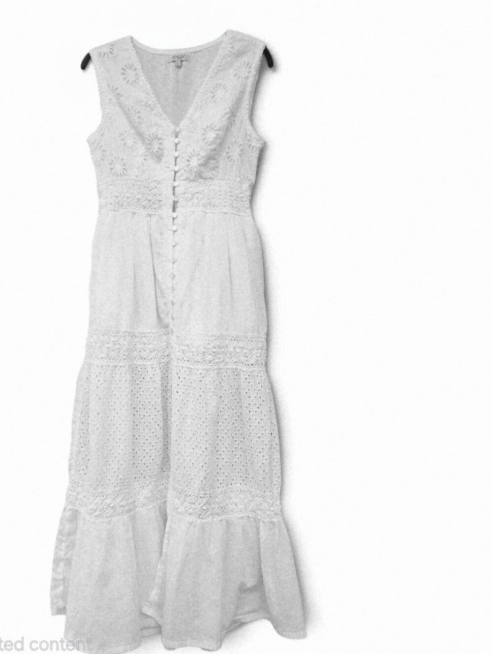 Magic White Sleeveless Eyelet Lace Maxi Dress